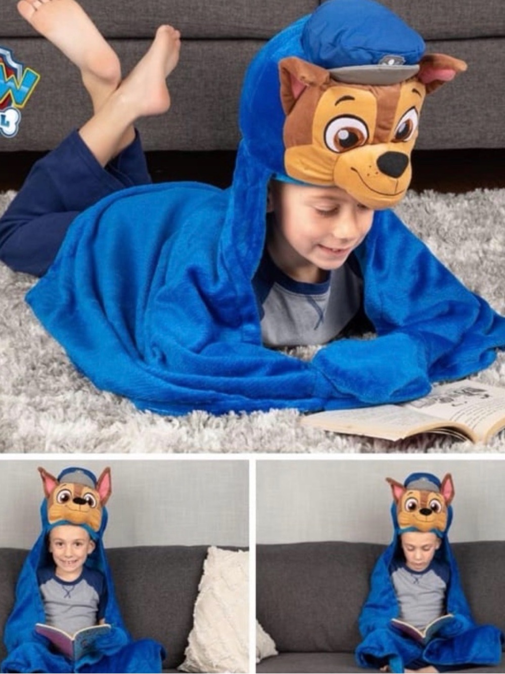 PAW Patrol Blue Fleece Chase Hooded Throw Blanket Paw Patrol Soft and Cozy Boys